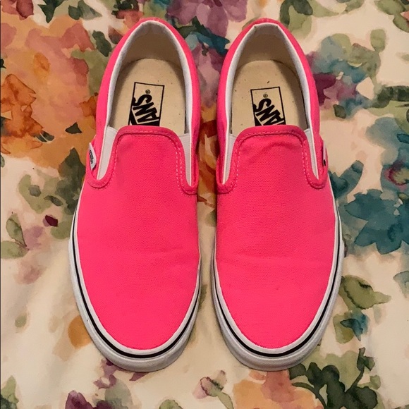 Vans Shoes - VANS neon pink slip-ons Size 8 ladies